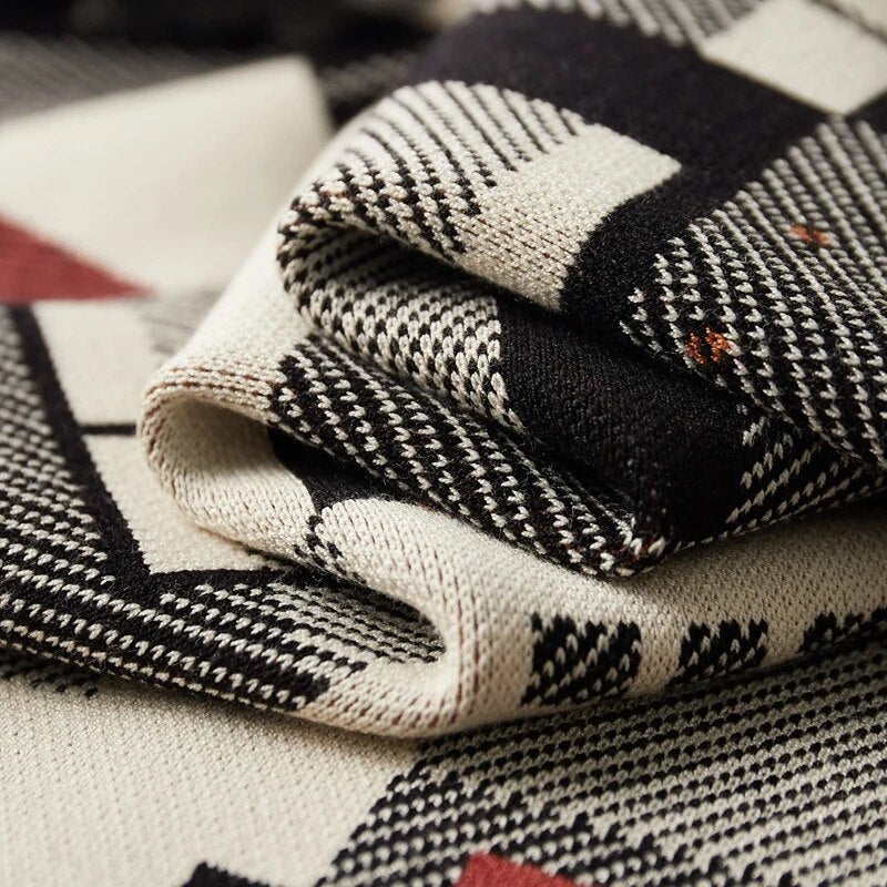 Abstract Wool Knit Cardigan