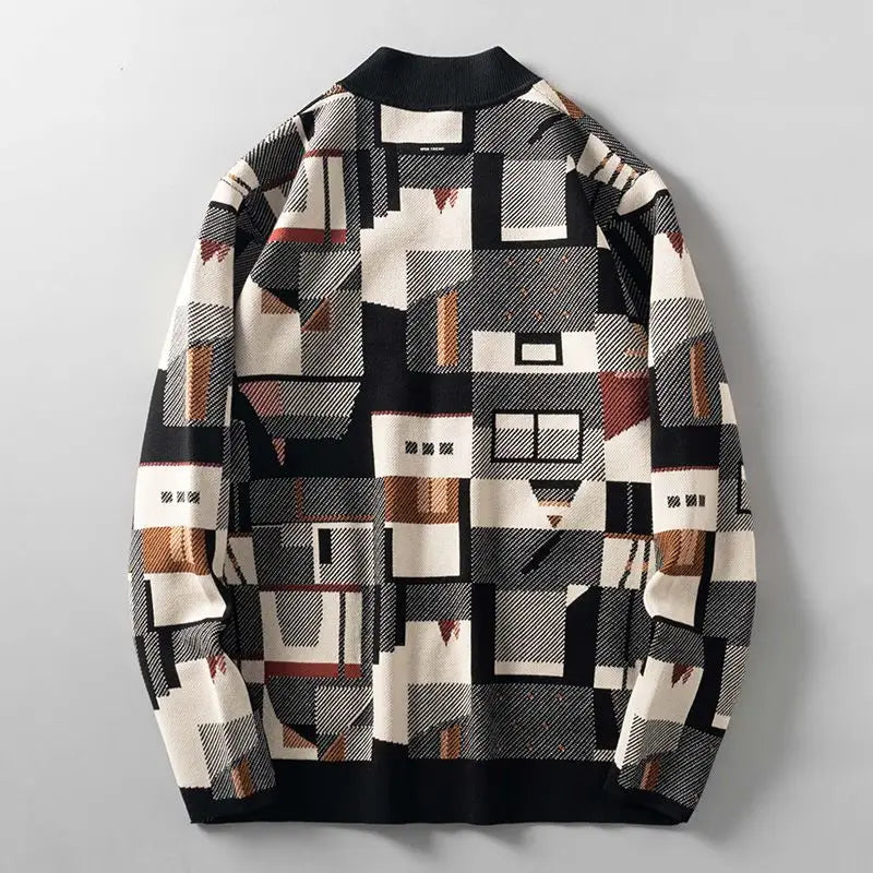 Abstract Wool Knit Cardigan
