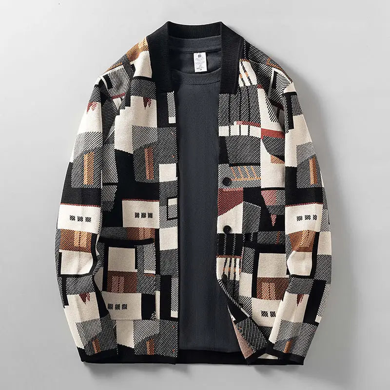 Abstract Wool Knit Cardigan